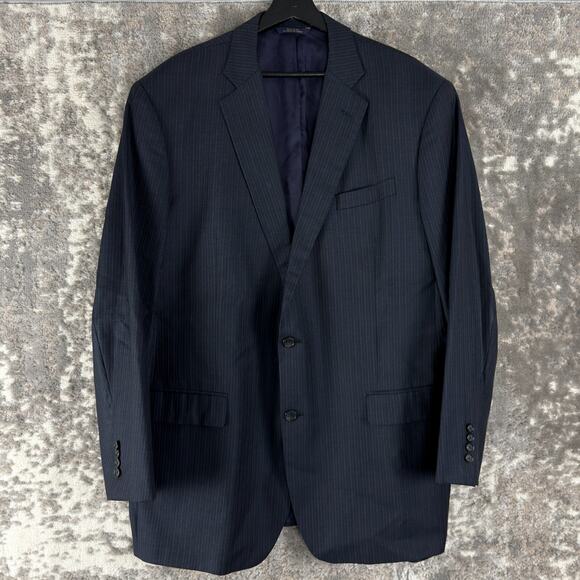 Brooks Brothers Size 48XL/W42 Saxxon 2 Button Pin Stripe Blazer Suit Jacket Navy - Picture 1 of 10